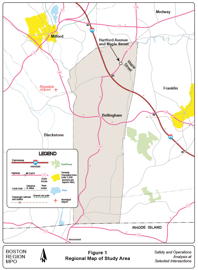 FIGURE 1. Regional Map of Study Area
Figure 1 is a map of the four locations selected for the study.
